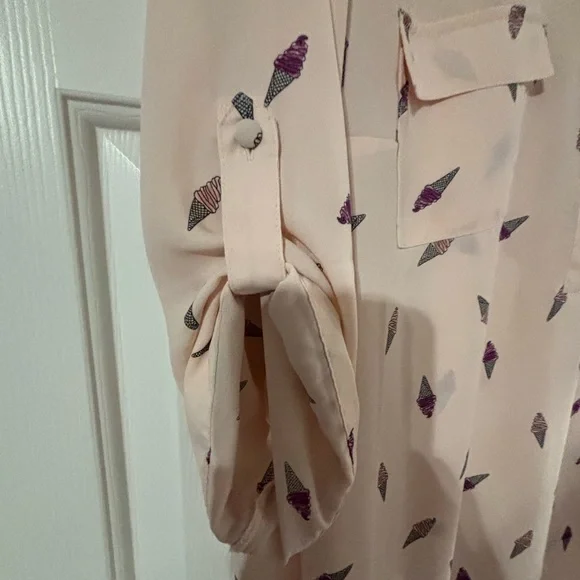 Torrid Pale Pink Blouse with Purple Ice Cream Cone Pattern - Picture 5 of 13
